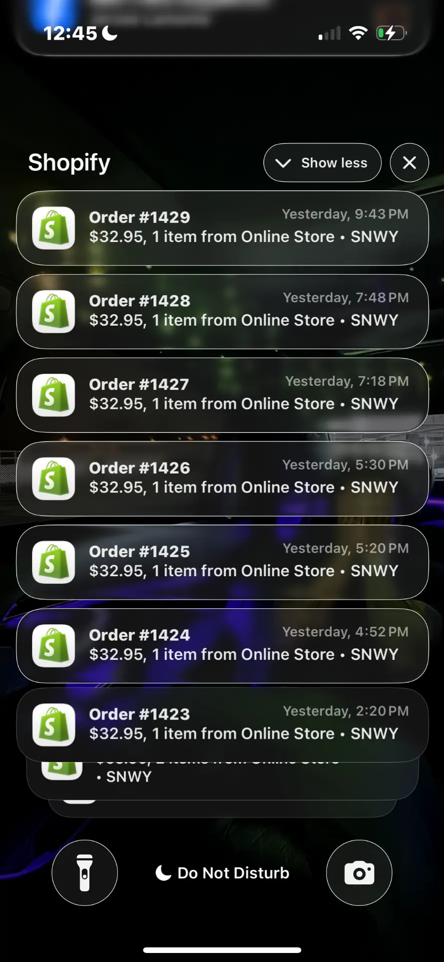 Consistent daily orders